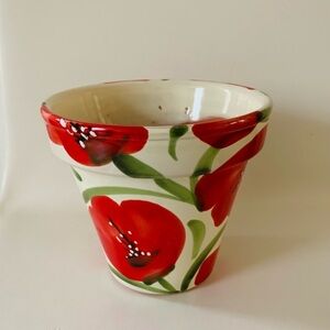 Padilla Hand Painted Red Flowers Planter Spain